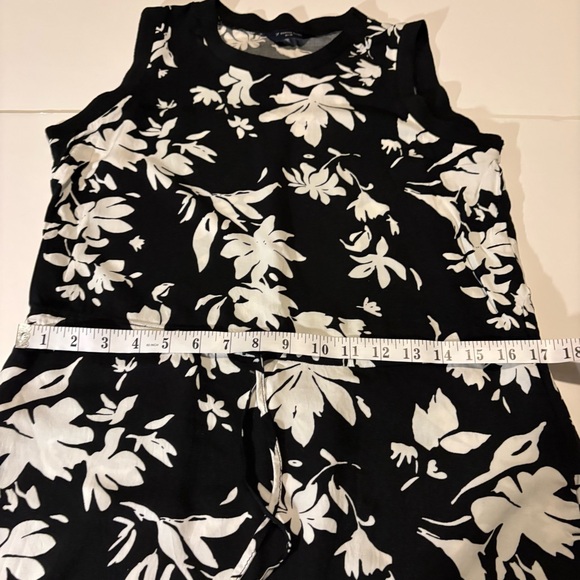 Denver Hayes Black and White Floral Midi Dress, Sz M, drawstring plus pockets - Picture 10 of 12